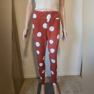 LuLaRoe TC Rustic Orange & White Polka Dot Leggings